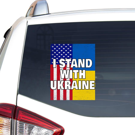 I Stand With Ukraine Ukrainian Lover Support Ukrainian American Flag Peace Love Ukraine Car Vinyl Decal Sticker