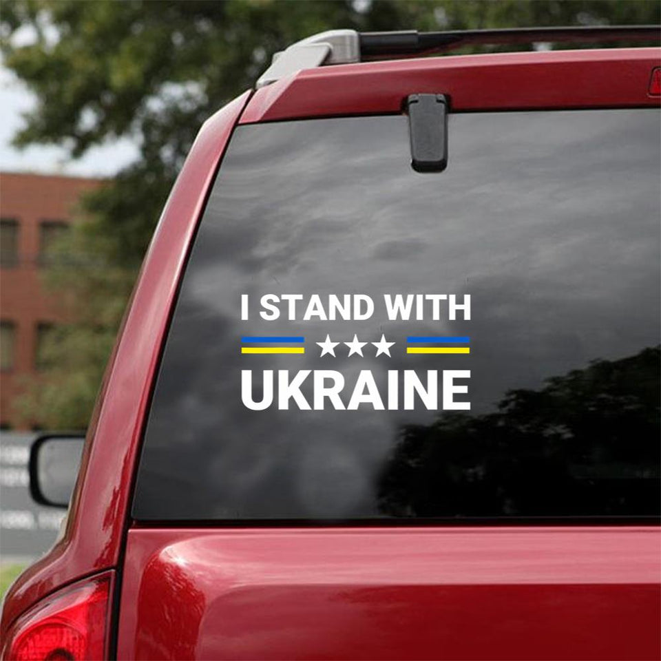 I Stand With Ukraine Vintage Ukraine Flag Peace Love Ukraine Car Vinyl Decal Sticker