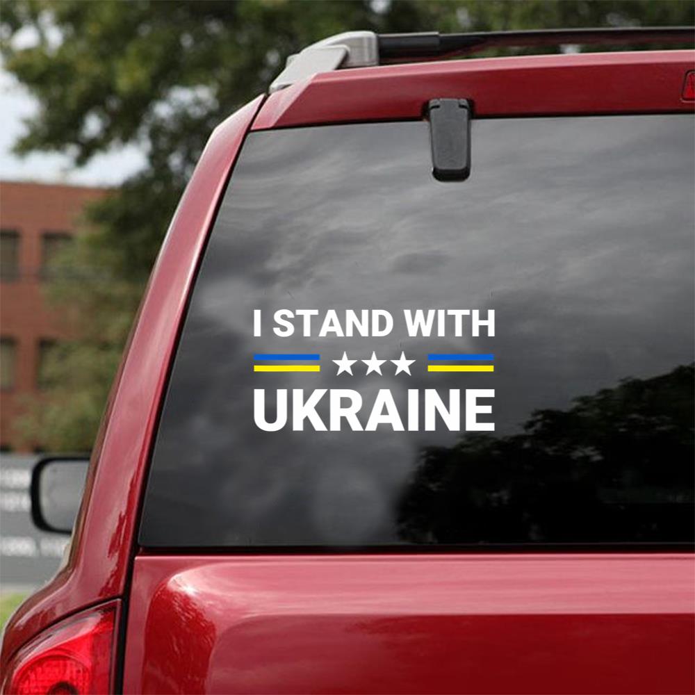 I Stand With Ukraine Vintage Ukraine Flag Peace Love Ukraine Car Vinyl Decal Sticker