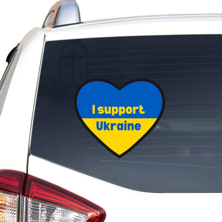 I Support Ukraine - Blue Yellow Heart Ukraine Sticker Car Vinyl Decal Sticker