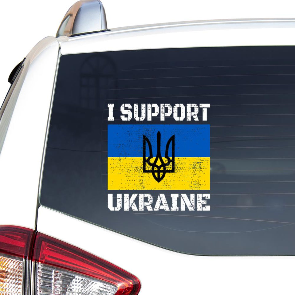I Support Ukraine - Ukraine Free Peace Love Ukraine Car Vinyl Decal Sticker