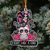 [sk0298-pw-ornm-lad] Ornament Breast cancer Fight like a girl Gift For Christmas Decorate The Pine Tree - Camellia Print