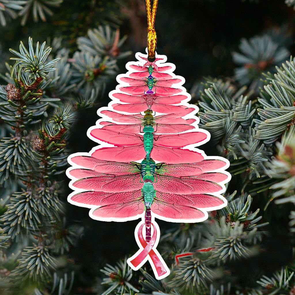 [sk0378-pw-ornm-lad] Ornament Breast Cancer Gift For Christmas Decorate The Pine Tree - Camellia Print