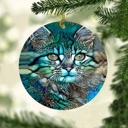 [sk0281-pw-ornm-lad] Ornament Cats Gift For Christmas Decorate The Pine Tree - Camellia Print