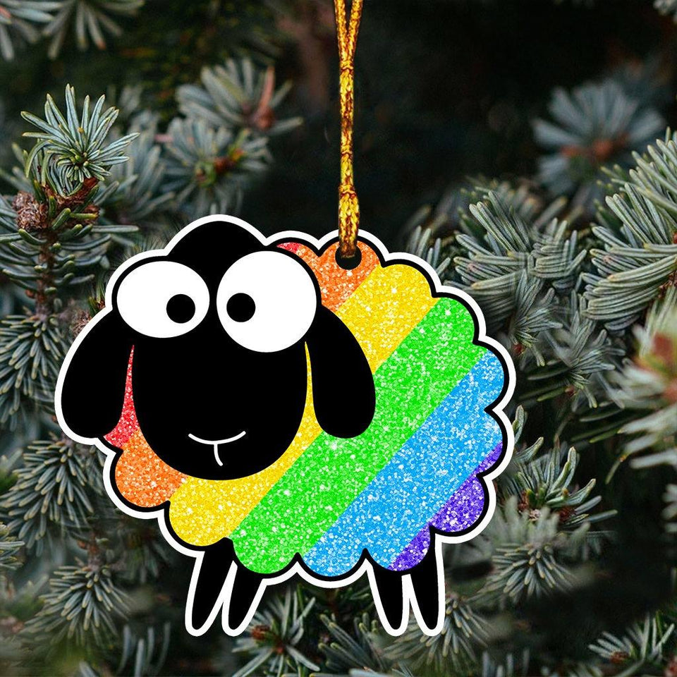 [sk0310-pw-ornm-lad] Ornament LGBT Sheep Gift For Christmas Decorate The Pine Tree - Camellia Print