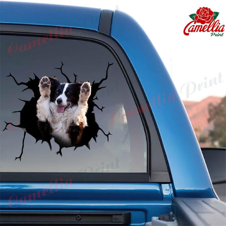 Border Collie Crack Decals For Walls Funny Friendship Stickers Father's Day Gift Ideas
