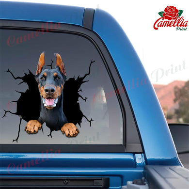 Doberman Crack Decal For Back Car Window Cuteness Overloaded Anime Car Decals Mother Of The Bride Gifts