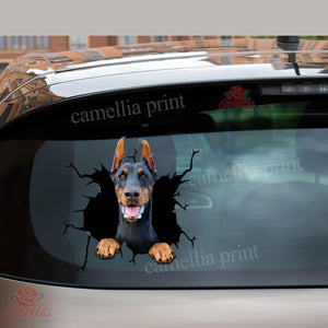 Doberman Crack Decal For Back Car Window Cuteness Overloaded Anime Car Decals Mother Of The Bride Gifts
