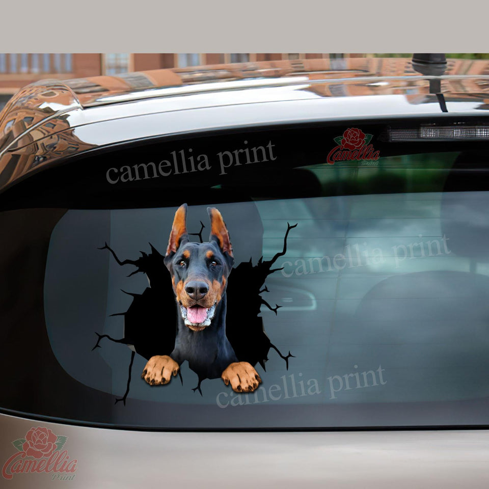 Doberman Crack Decal For Back Car Window Cuteness Overloaded Anime Car Decals Mother Of The Bride Gifts