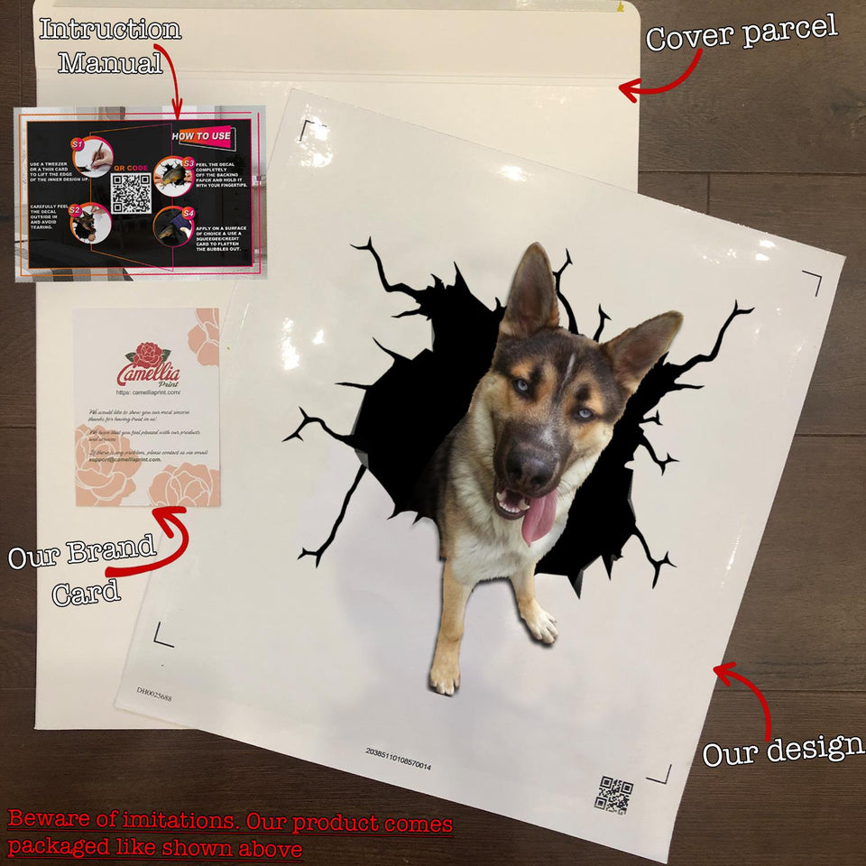 German Shepherd Crack Bone Sticker Funny Memes Custom Sticker Labels 7 Year Anniversary Gift