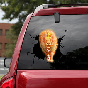 [sk0548-snf-ptd]-lion-king-crack-car-sticker-animals-lover
