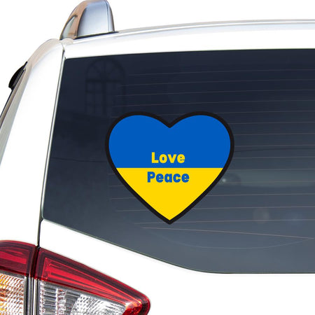 Love Amp Peace Blue And Yellow Ukraine Heart Sticker Car Vinyl Decal Sticker