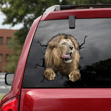 [da0001-snf-tnt]-lion-crack-car-sticker-animals-lover