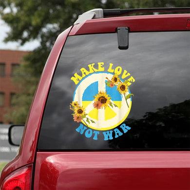 Make Love Not War - Ukraine Flag Ukraine Safe Ukraine Peace Sticker Car Vinyl Decal Sticker