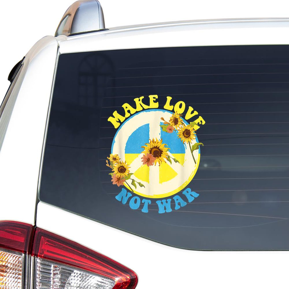 Make Love Not War - Ukraine Flag Ukraine Safe Ukraine Peace Sticker Car Vinyl Decal Sticker