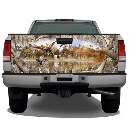 Mallard Ducks Camo Border &quot;obliteration&quot; Tailgate Wrap Sticker Tailgate Wrap Decals For Trucks