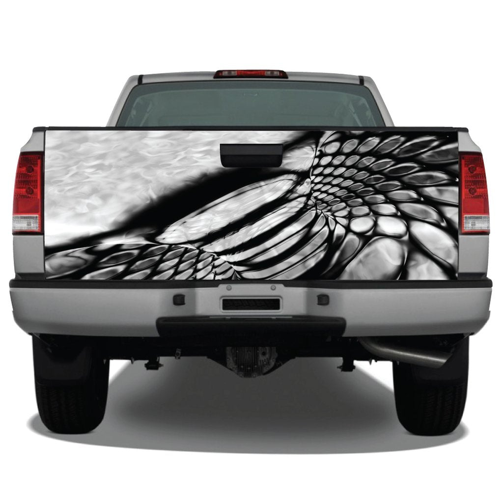 Mesh Plasma Grey Tailgate Wrap Sticker Tailgate Wrap Decals For Trucks