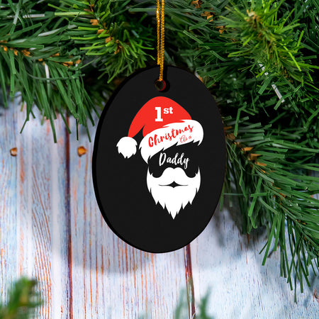 First Christmas Ornament As A Daddy Funny Santa Face Gift For Family 