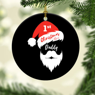 First Christmas Ornament As A Daddy Funny Santa Face Gift For Family 