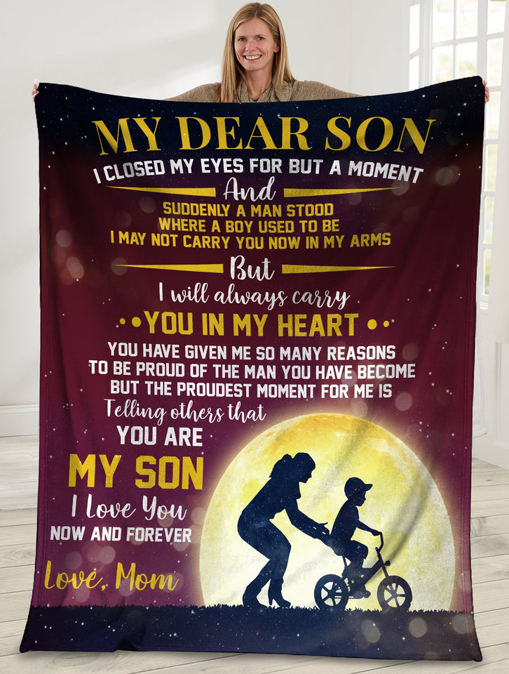  My Dear Son I Closed My Eyes Mom And Son In The Moonlight Ultra Soft Cozy Plush Fleece Blanket