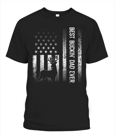 Best Buckin Dad Ever American Flag Gift For Fathers Day Tee Shirt
