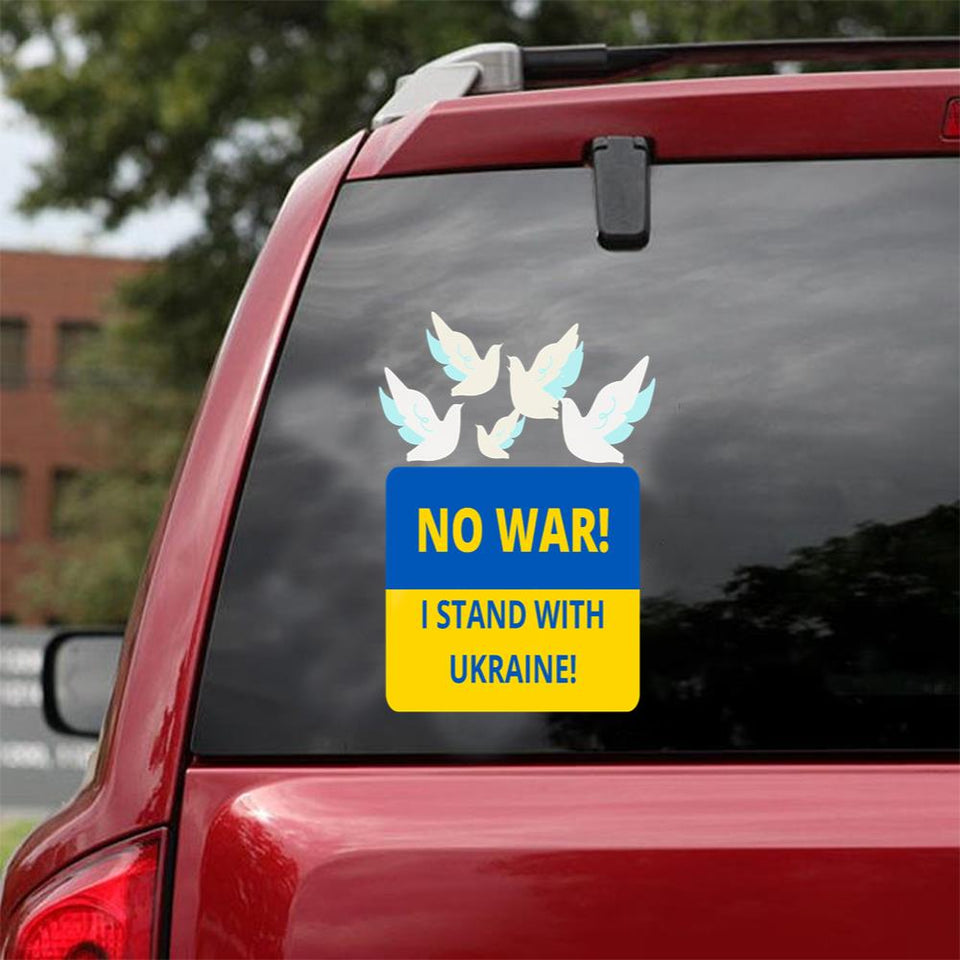 No War I Stand With Ukraine Doves Peace Symbol Peace Love Ukraine Car Vinyl Decal Sticker