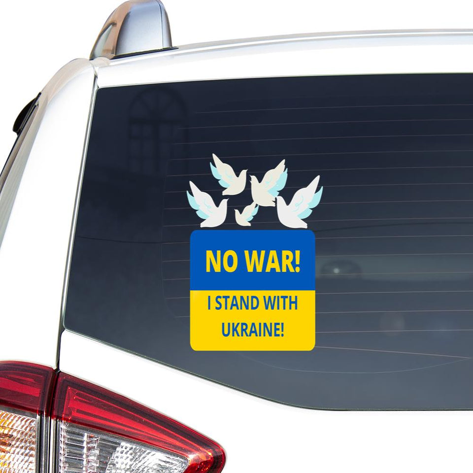 No War I Stand With Ukraine Doves Peace Symbol Peace Love Ukraine Car Vinyl Decal Sticker