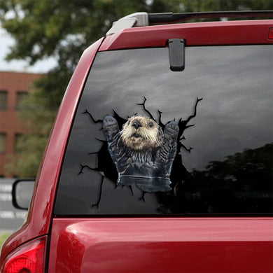 [sk0800-snf-tpa]-otter-crack-sticker-animals-lover