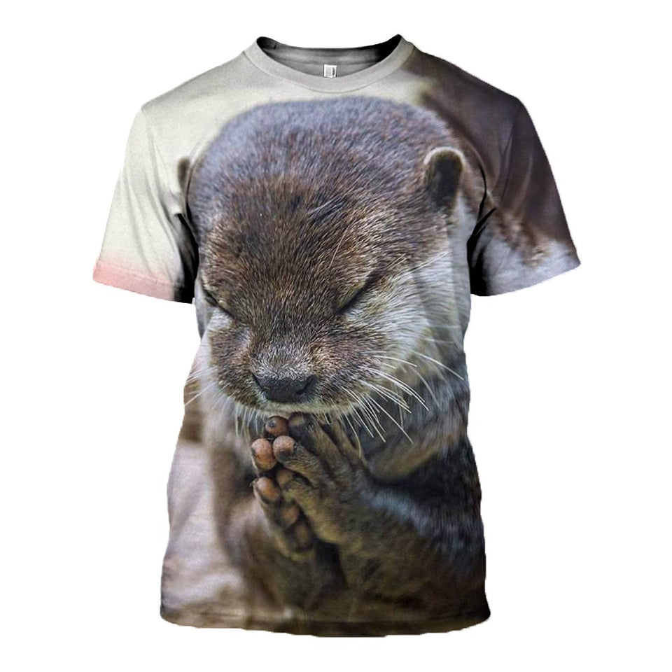 3D Printed Otter Praying Hoodie T-shirt DT290720
