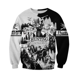 PL430 HUNTING BLACK AND WHITE 3D ALL OVER PRINTED SHIRTS