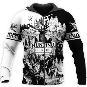 PL430 HUNTING BLACK AND WHITE 3D ALL OVER PRINTED SHIRTS