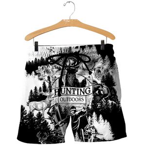 PL430 HUNTING BLACK AND WHITE 3D ALL OVER PRINTED SHIRTS