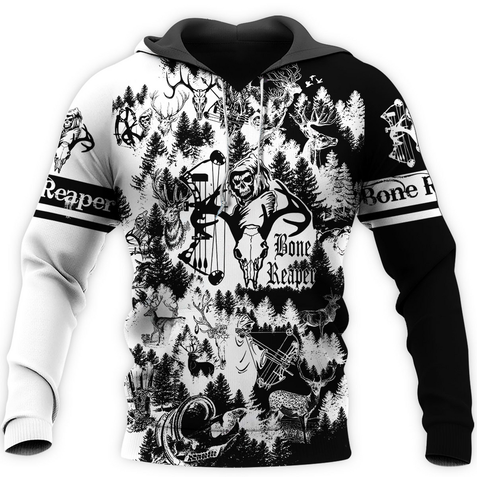 PL442 BONE REAPER BLACK AND WHITE 3D ALL OVER PRINTED SHIRTS