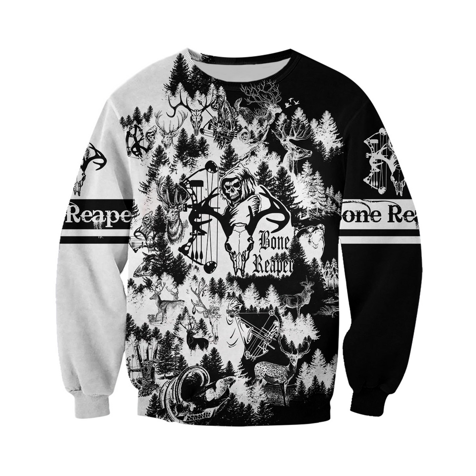 PL442 BONE REAPER BLACK AND WHITE 3D ALL OVER PRINTED SHIRTS