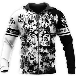 PL442 BONE REAPER BLACK AND WHITE 3D ALL OVER PRINTED SHIRTS