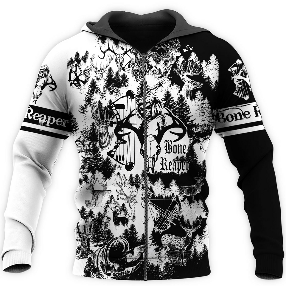 PL442 BONE REAPER BLACK AND WHITE 3D ALL OVER PRINTED SHIRTS