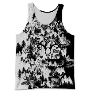 PL442 BONE REAPER BLACK AND WHITE 3D ALL OVER PRINTED SHIRTS