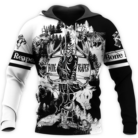 PL444 BONE REAPER BLACK AND WHITE 3D ALL OVER PRINTED SHIRTS