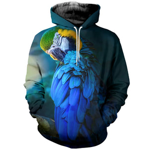 3D Printed Blue Parrot Hoodie T-shirt DT140903
