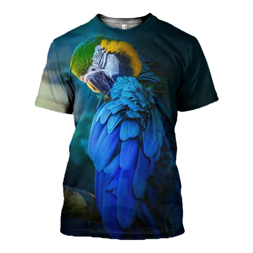 3D Printed Blue Parrot Hoodie T-shirt DT140903