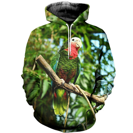3D Printed Green Parrot Hoodie T-shirt DT280911