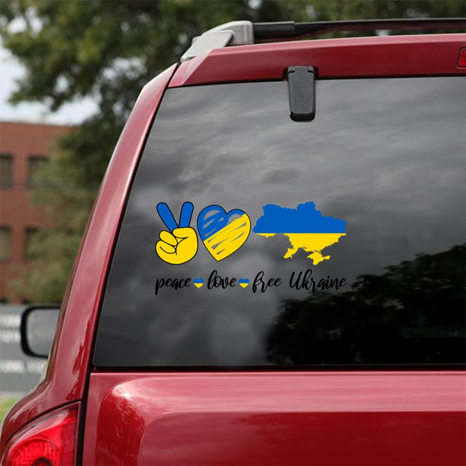 Peace Love Free Ukraine Sticker Car Vinyl Decal Sticker