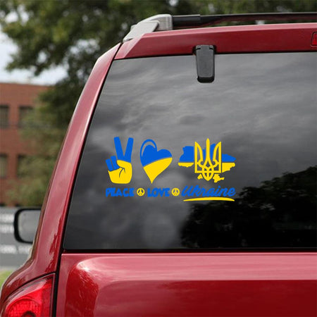 Peace Love Ukraine I Stand With Ukraine Support Ukraine T-Shirt Sticker Car Vinyl Decal Sticker