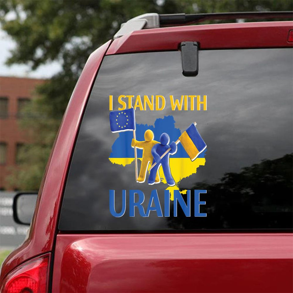 Puck Futin I Stand With Ukraine Europe Support Ukrain 2022 Peace Love Ukraine Car Vinyl Decal Sticker