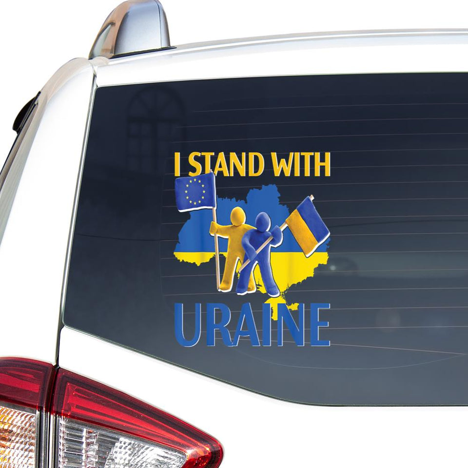 Puck Futin I Stand With Ukraine Europe Support Ukrain 2022 Peace Love Ukraine Car Vinyl Decal Sticker