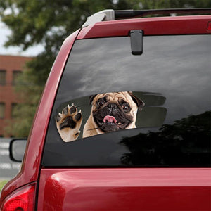 [sk0173-snf-tpa] Funny Pug dogs Car Sticker Lover - Camellia Print