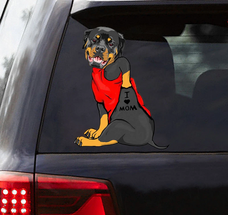 [th0732-snf-ptd]-rottweiler-crack-car-sticker-dogs-lover