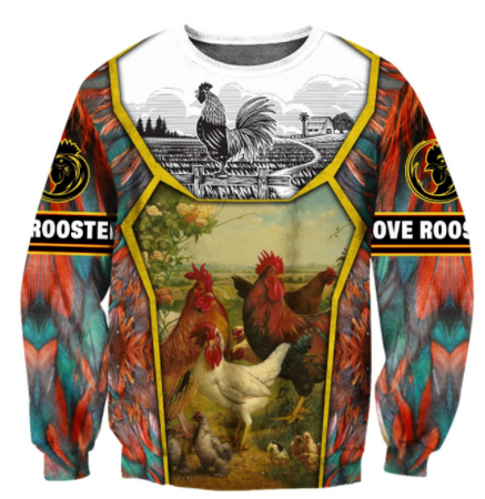 Premium Rooster Floral All Over Printed Unisex 42
