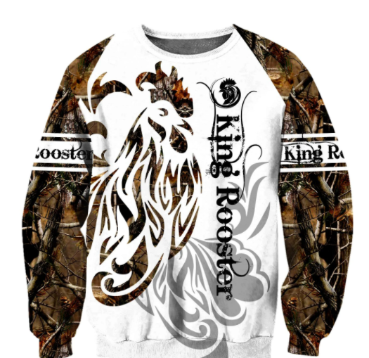 Rooster King Camo Tattoo All Over Printed Unisex Hoodie