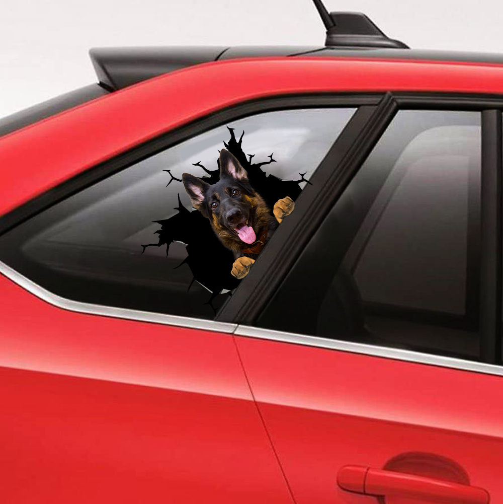 [sk0329-snf-ptd] Funny german crack car Sticker dogs Lover - Camellia Print